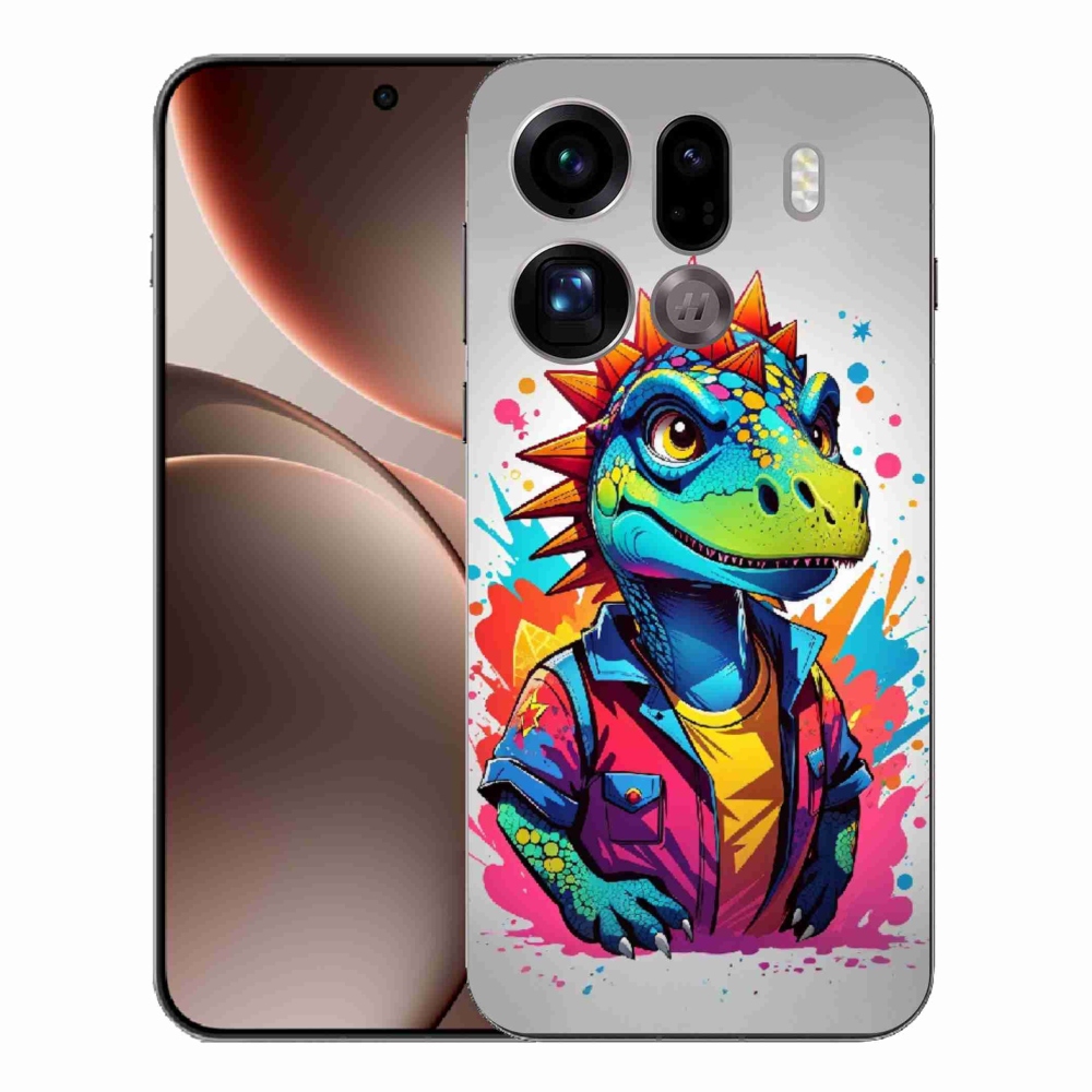 Zselés borítás mmCase az Oppo Find X9 Pro számára - színes dinoszaurusz