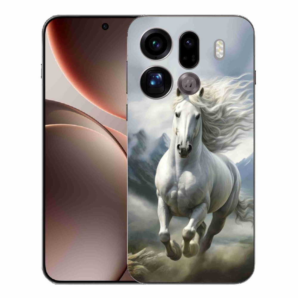 Gél borítás mmCase az Oppo Find X9 Pro számára - futó fehér ló 3
