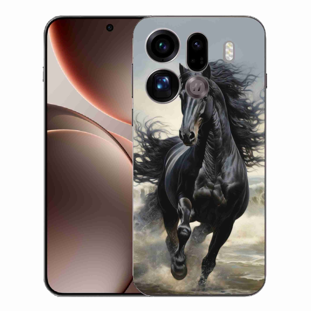 Gél borítás mmCase az Oppo Find X9 Pro számára - futó fekete ló