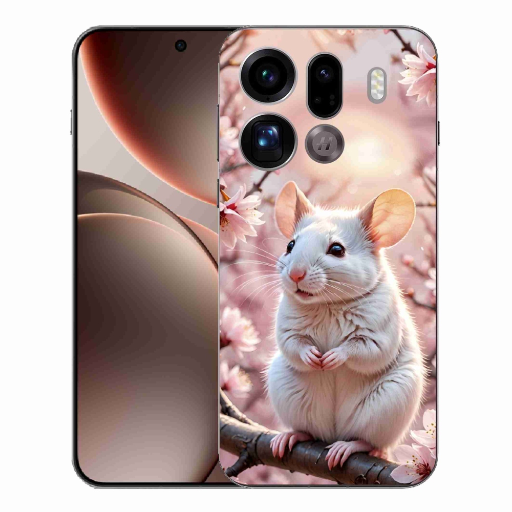 Gél borítás mmCase az Oppo Find X9 Pro számára - fehér egér az ágon