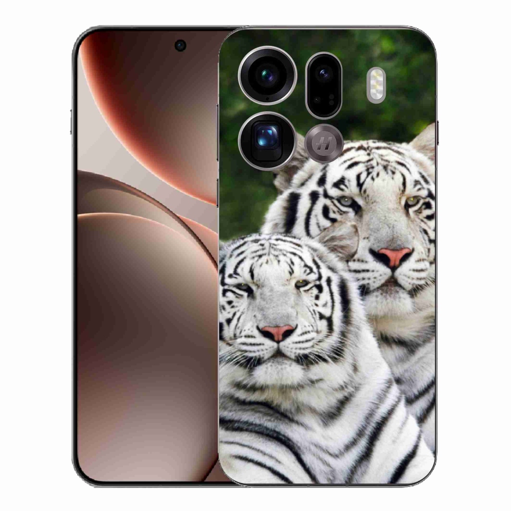 Gél borítás mmCase az Oppo Find X9 Pro készülékhez - fehér tigrisek
