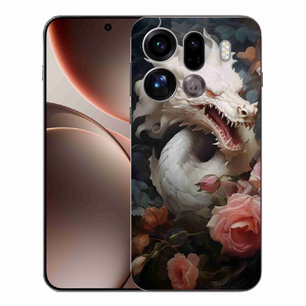 Zselés borítás mmCase Oppo Find X9 Pro - fehér sárkányhoz