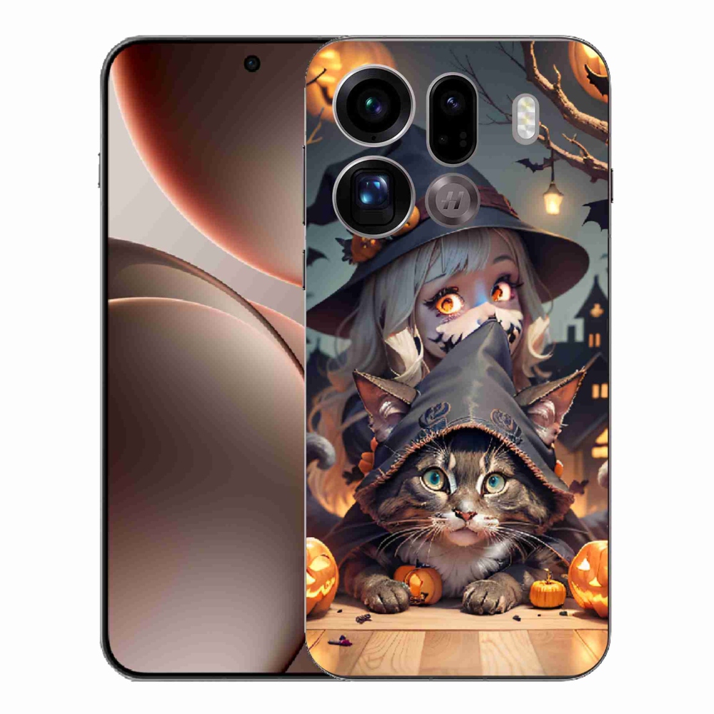 Gél borítás mmCase az Oppo Find X9 Pro számára - boszorkány macskával