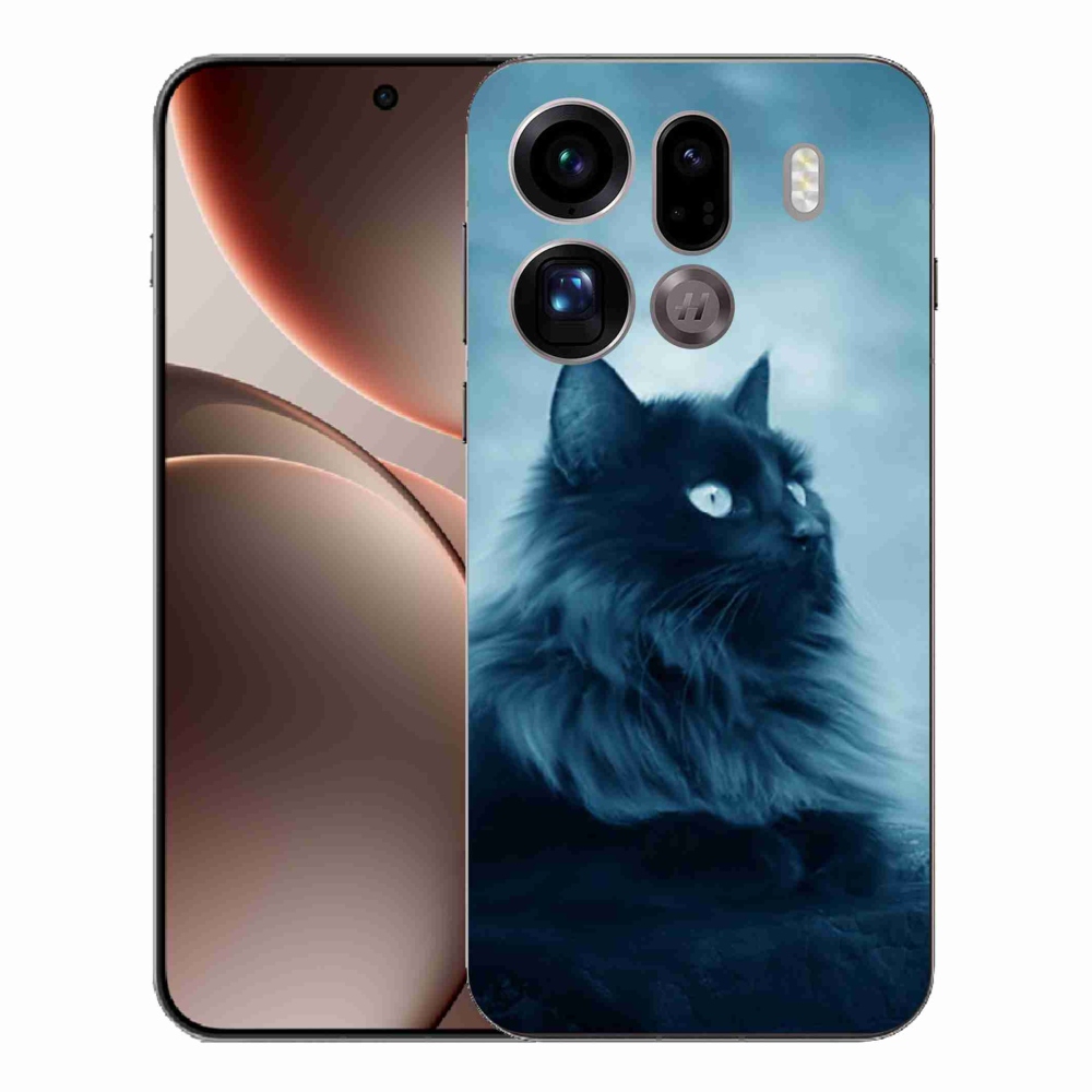 Zselés borítás mmCase az Oppo Find X9 Pro készülékhez - fekete macska 1