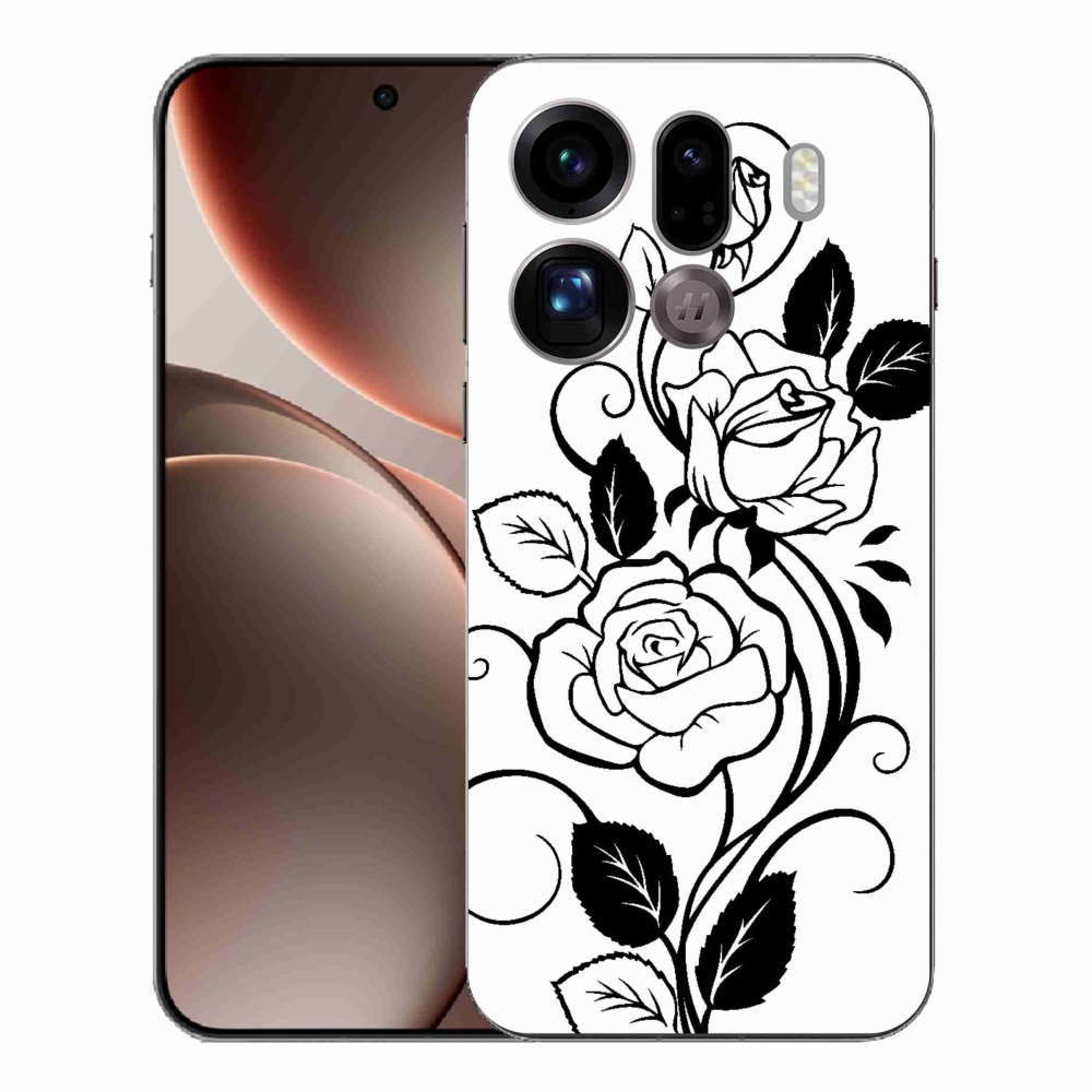 Gél borítás mmCase az Oppo Find X9 Pro számára - fekete és fehér rózsa