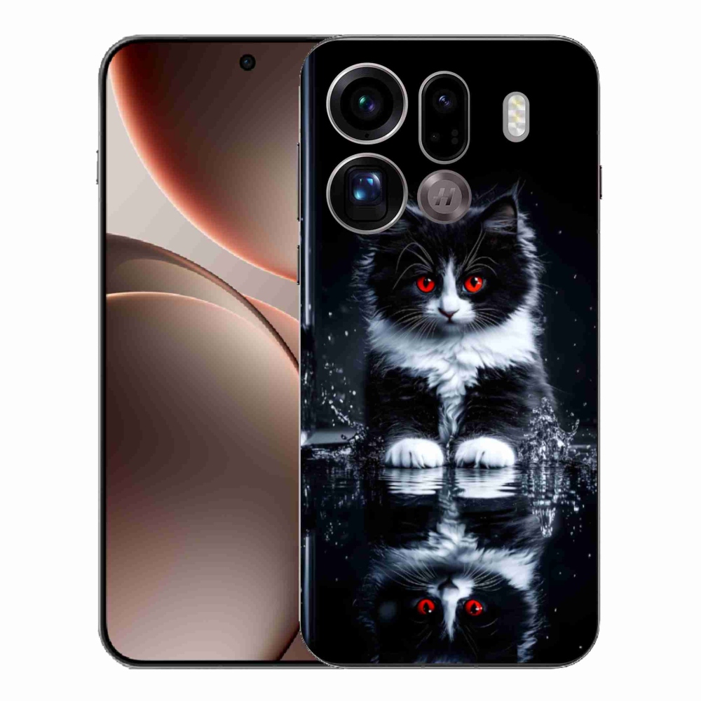 Gél borítás mmCase az Oppo Find X9 Pro számára - fekete és fehér cica