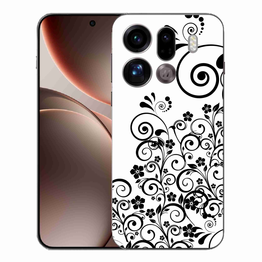 Zselés borítás mmCase az Oppo Find X9 Pro készülékhez - fekete és fehér virágminták