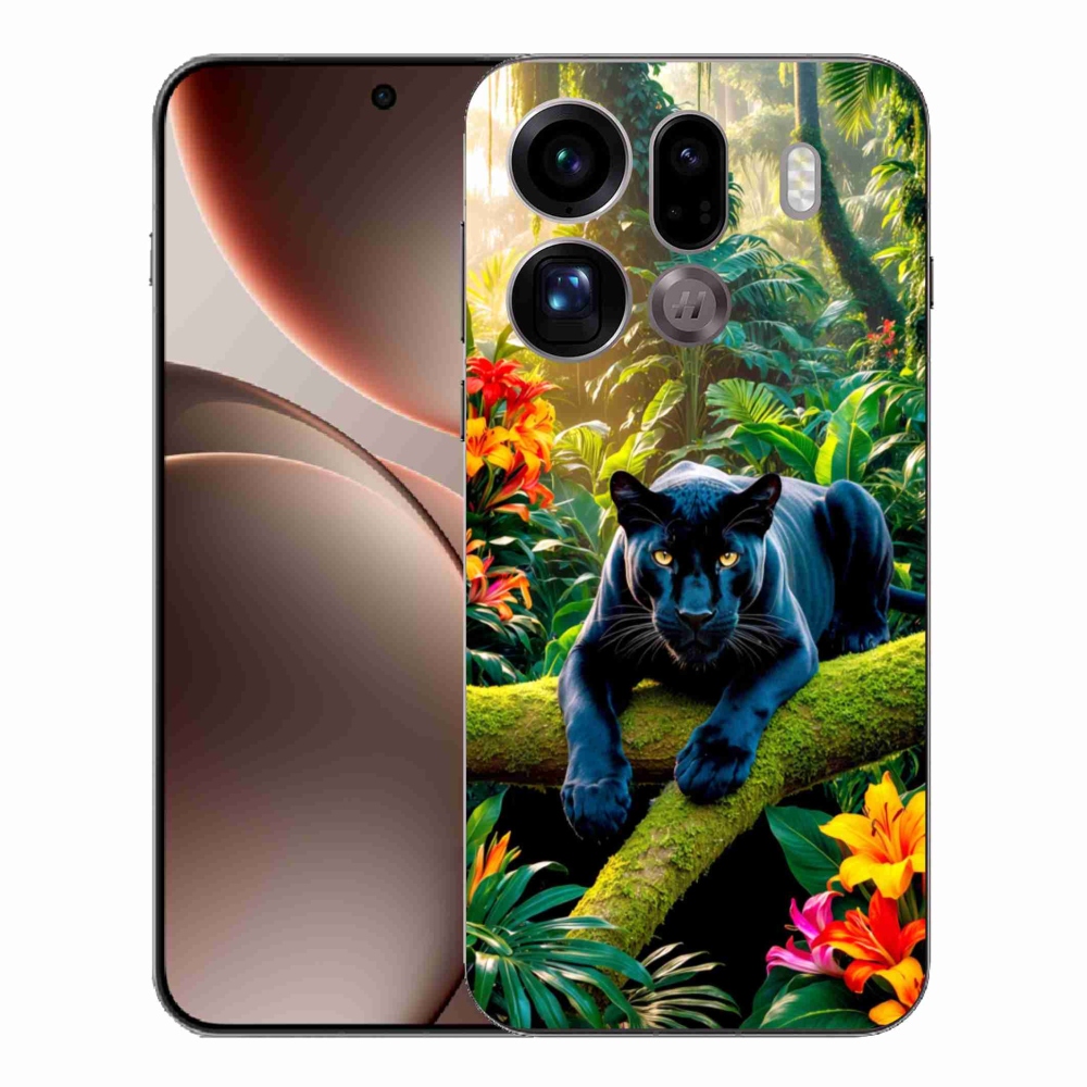 Gél borítás mmCase az Oppo Find X9 Pro számára - fekete párduc a dzsungelben