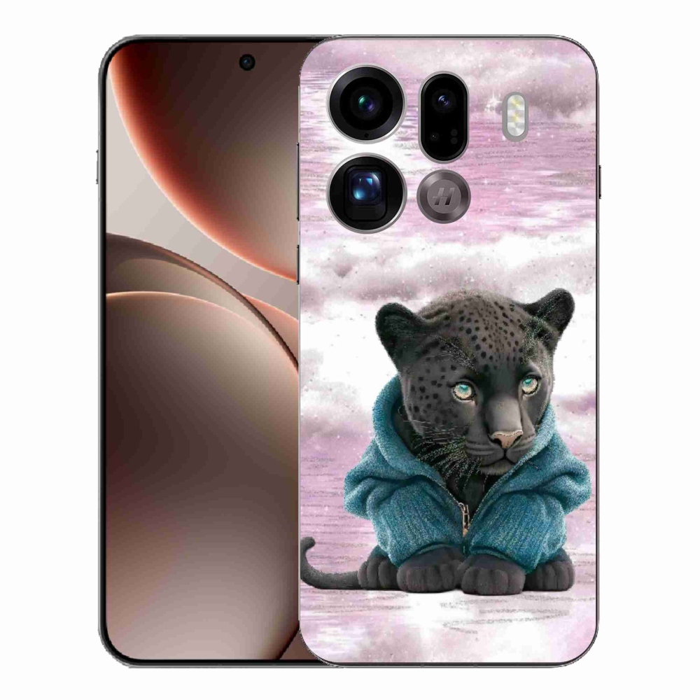 Gél borítás mmCase az Oppo Find X9 Pro számára - fekete párduc pulóverben