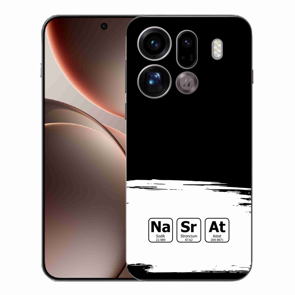 Gél borító mmCase az Oppo Find X9 Pro készülékre - kémiai elemek fehér és fekete háttérrel