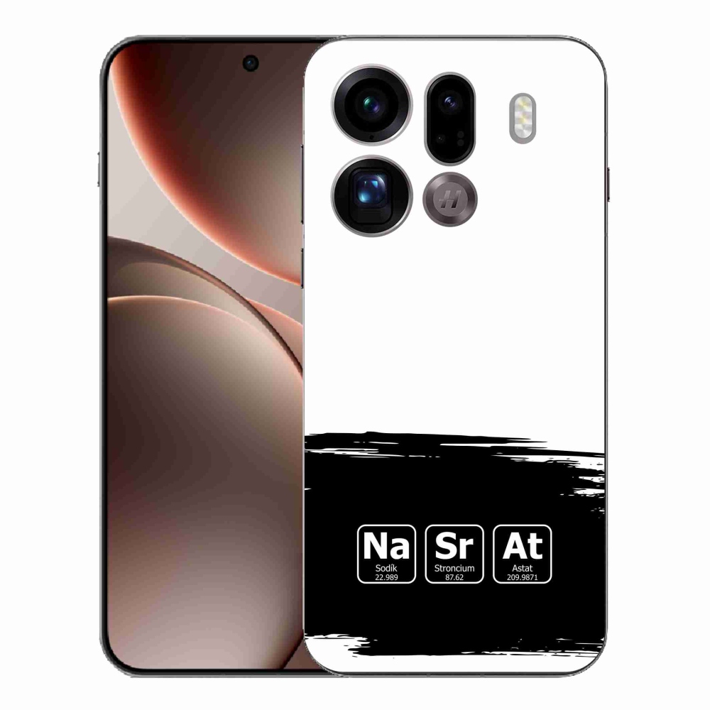 Gél borító mmCase az Oppo Find X9 Pro készülékre - kémiai elemek fekete és fehér háttérrel