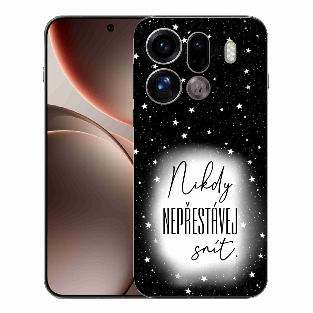 Gél borítás mmCase az Oppo Find X9 Pro készülékhez - Idézet 1 fehér és fekete háttérrel
