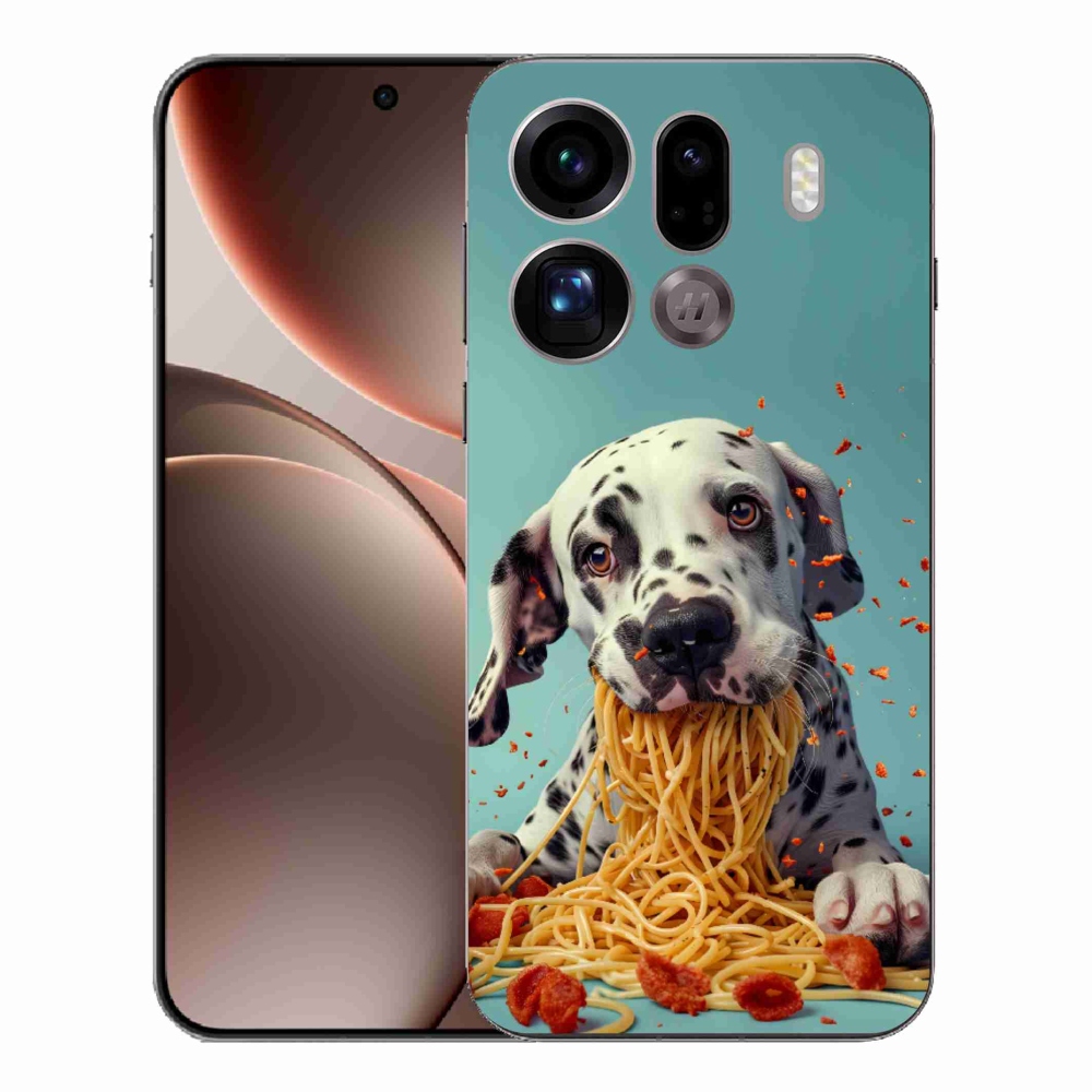 Gél borítás mmCase az Oppo Find X9 Pro számára - Dalmata és spagetti