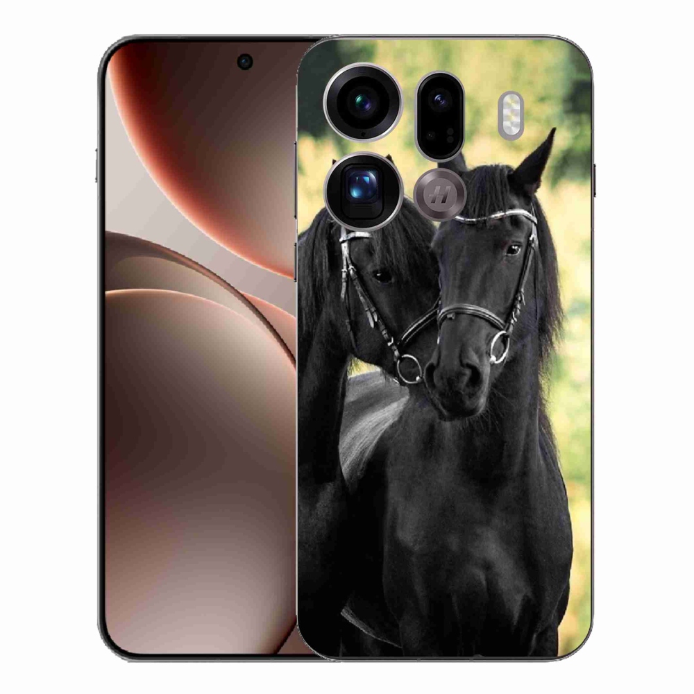 Zselés borítás mmCase az Oppo Find X9 Pro számára - két fekete ló