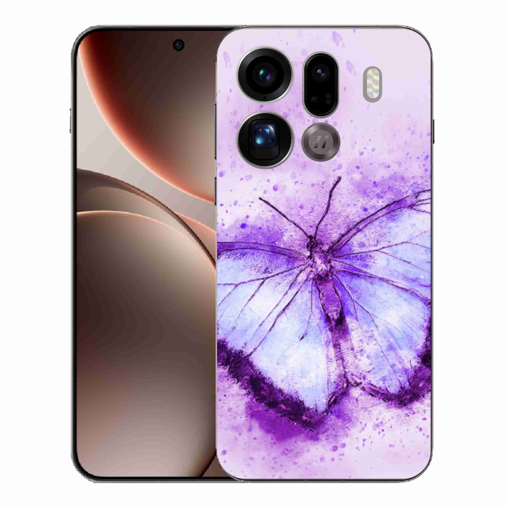 Gél borítás mmCase az Oppo Find X9 Pro számára - lila pillangó