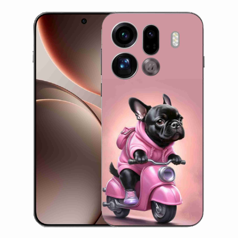 Gél borítás mmCase az Oppo Find X9 Pro számára - Francia bulldog egy robogón
