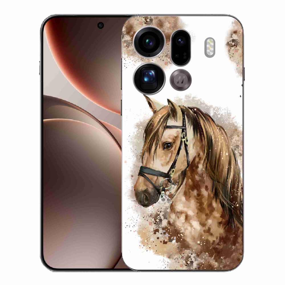 Zselés borítás mmCase az Oppo Find X9 Pro számára - barna rajzfilm ló