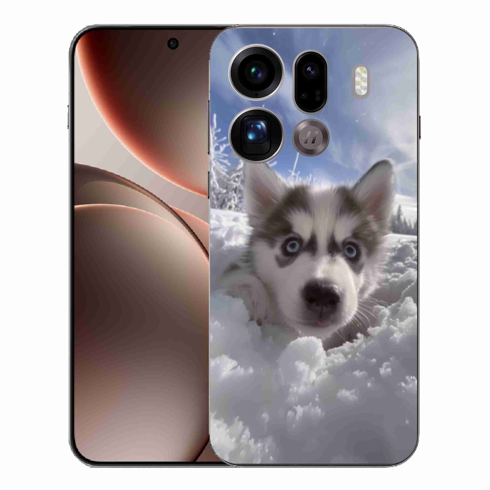 Gél borítás mmCase az Oppo Find X9 Pro számára - husky a hóban
