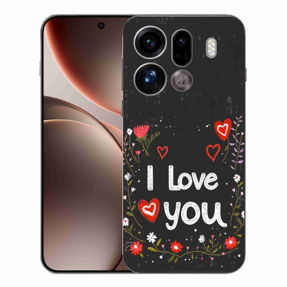 Gél borító mmCase az Oppo Find X9 Pro számára - Szeretlek fekete háttérrel