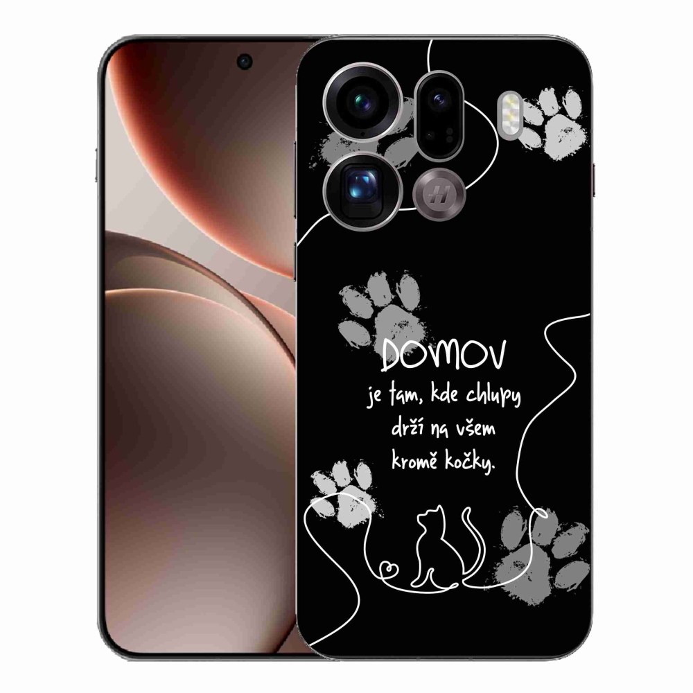 Gél borítás mmCase az Oppo Find X9 Pro készülékhez - macska motívum fekete háttérrel