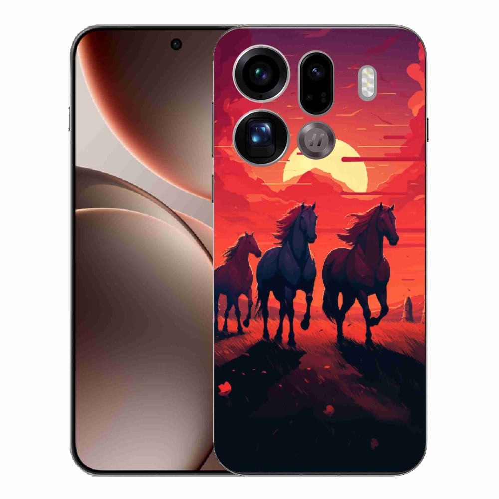 Gél borítás mmCase az Oppo Find X9 Pro számára - lovak és naplemente