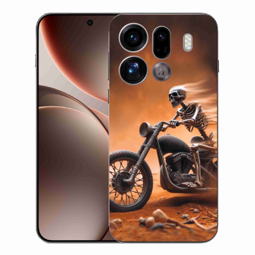 Gél borítás mmCase az Oppo Find X9 Pro számára - csontváz egy motorkerékpáron