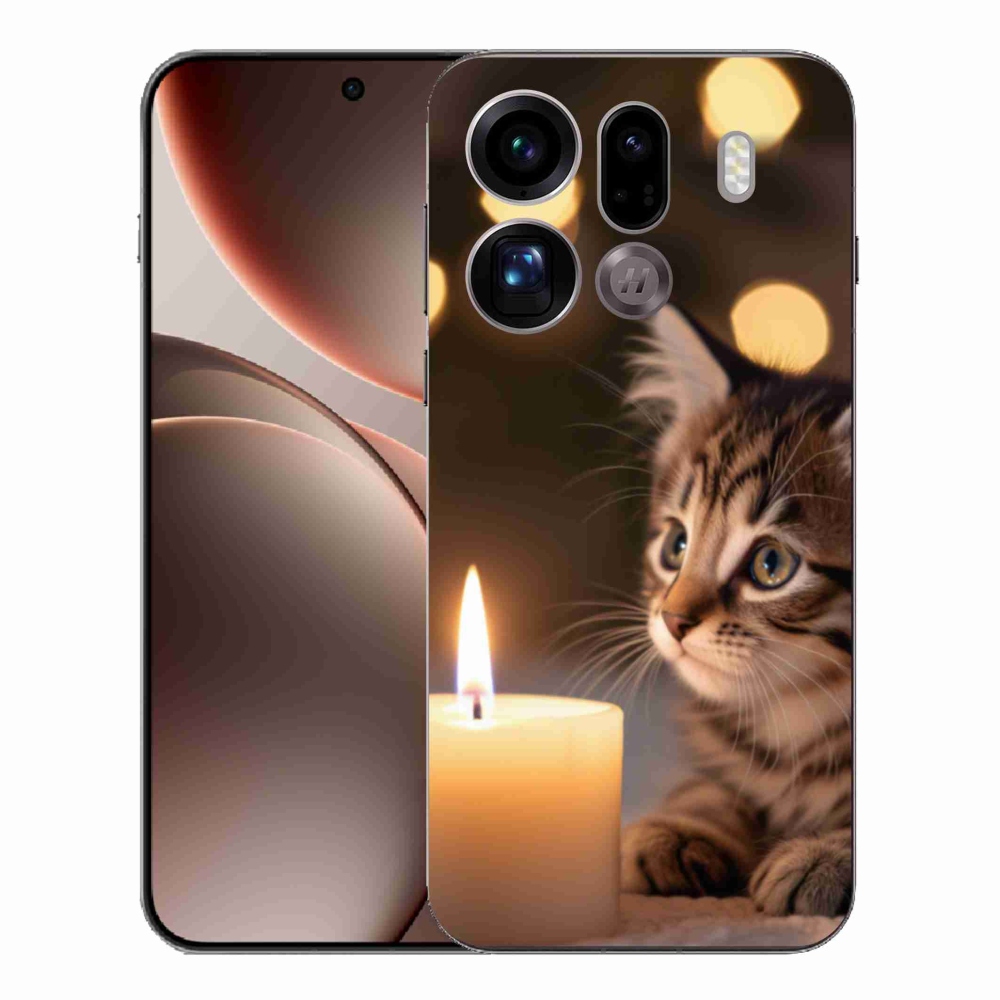 Gél borítás mmCase az Oppo Find X9 Pro számára - cica és gyertya