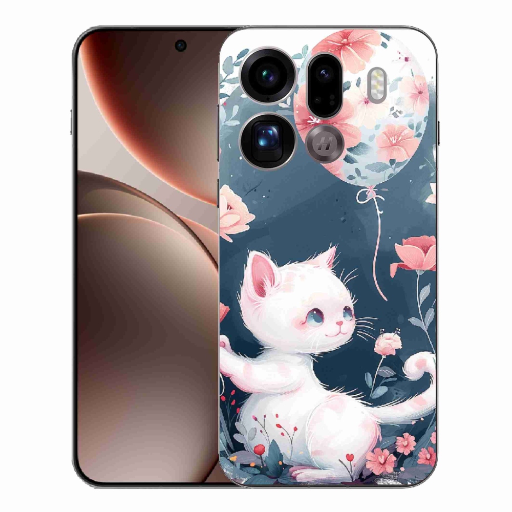 Gél borítás mmCase az Oppo Find X9 Pro számára - cica lufival