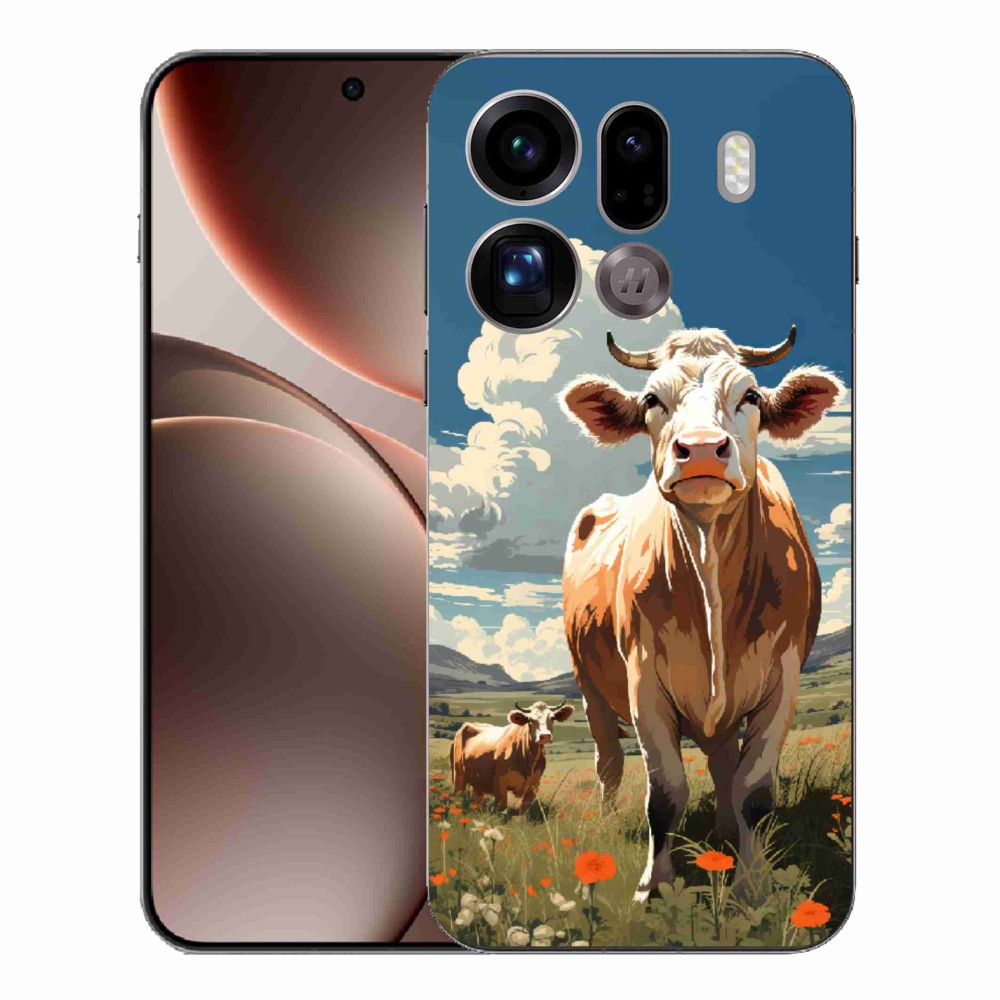 Gél borítás mmCase az Oppo Find X9 Pro számára - tehenek a réten