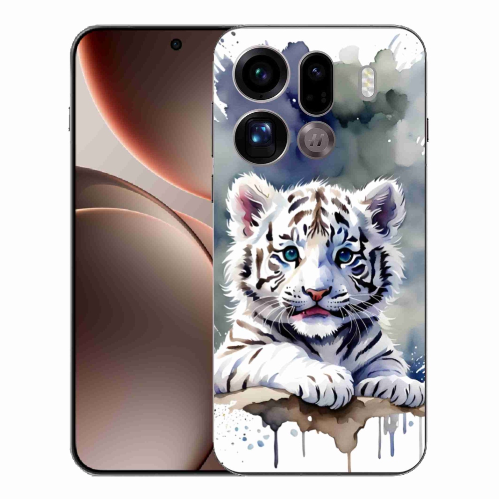 Gél borítás mmCase az Oppo Find X9 Pro készülékhez - fehér tigriskölyök