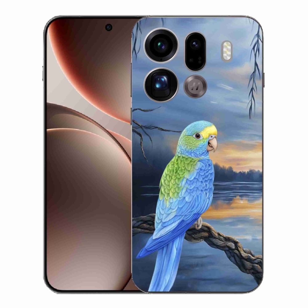 Zselés borítás mmCase Oppo Find X9 Pro - kék papagájhoz