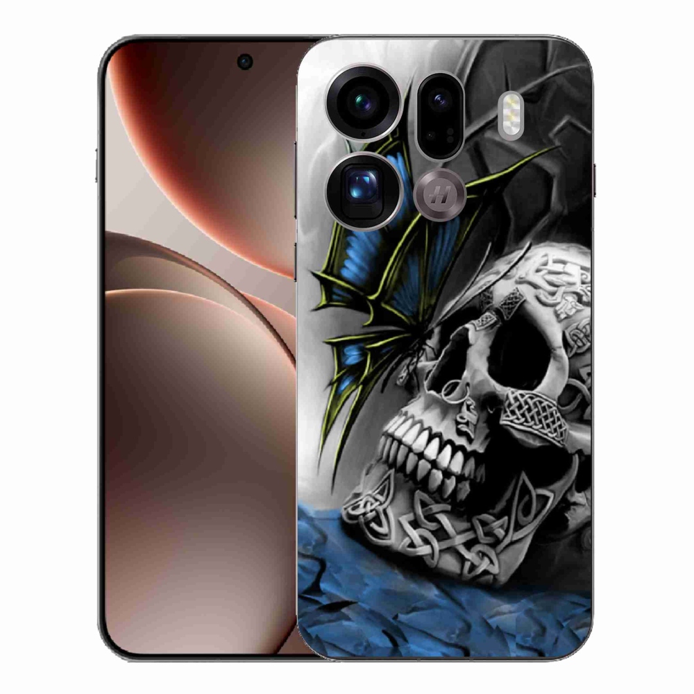 Gél borítás mmCase az Oppo Find X9 Pro számára - pillangó és koponya