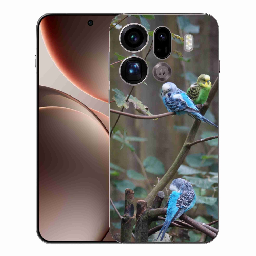 Gél borítás mmCase az Oppo Find X9 Pro számára - papagájok az ágon