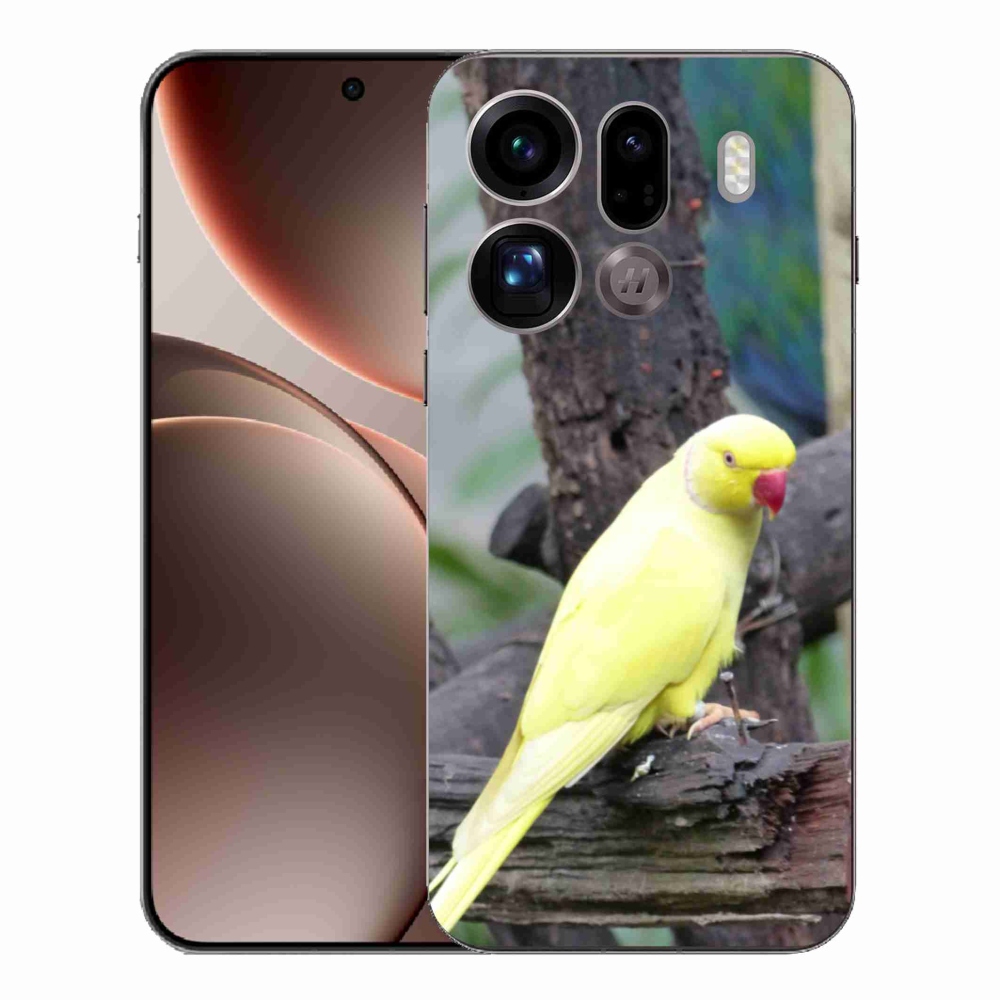 Zselés borítás mmCase az Oppo Find X9 Pro készülékhez - papagáj alexander sárga