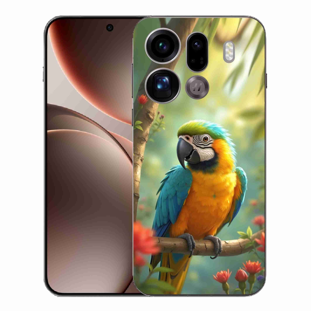Gél borítás mmCase az Oppo Find X9 Pro készülékhez - papagáj ara kék és sárga