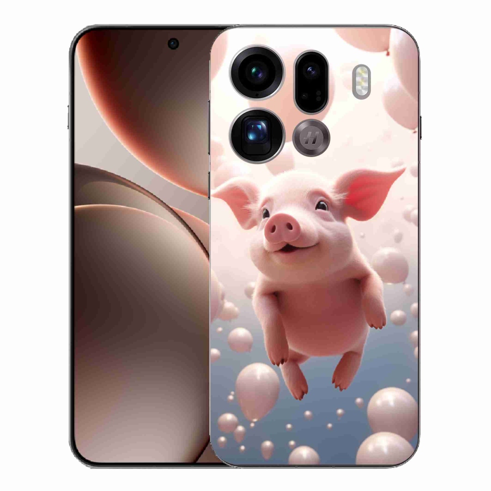 Gél borítás mmCase az Oppo Find X9 Pro számára - malac lufikkal