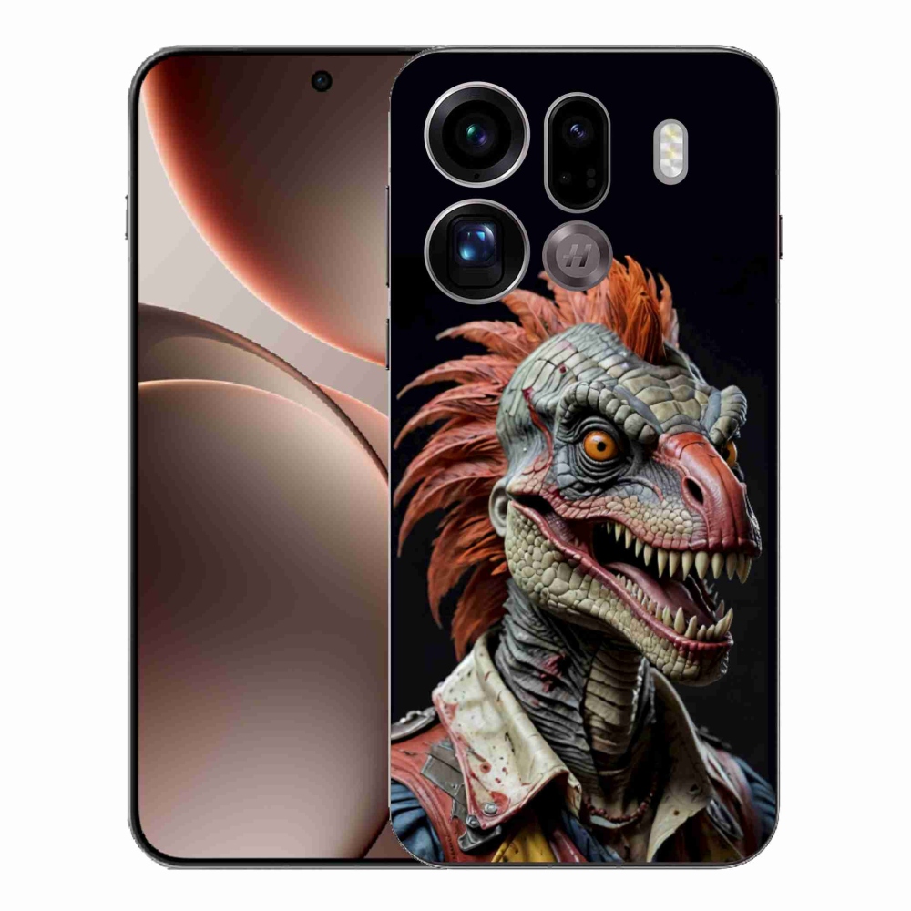 Zselés borítás mmCase az Oppo Find X9 Pro számára - punk dinoszaurusz