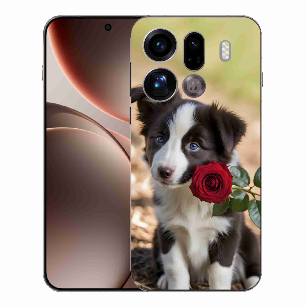 Gél borítás mmCase az Oppo Find X9 Pro számára - aranyos border collie rózsával