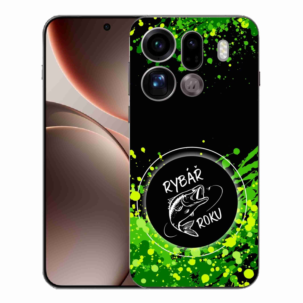 Zselés borítás mmCase az Oppo Find X9 Pro számára - az év horgásza fekete háttérrel