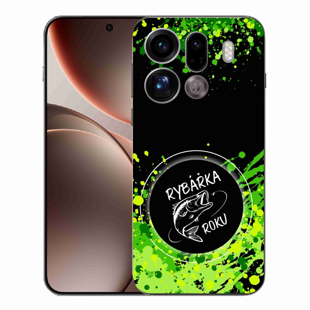 Zselés borítás mmCase az Oppo Find X9 Pro számára - az év horgásza fekete háttérrel