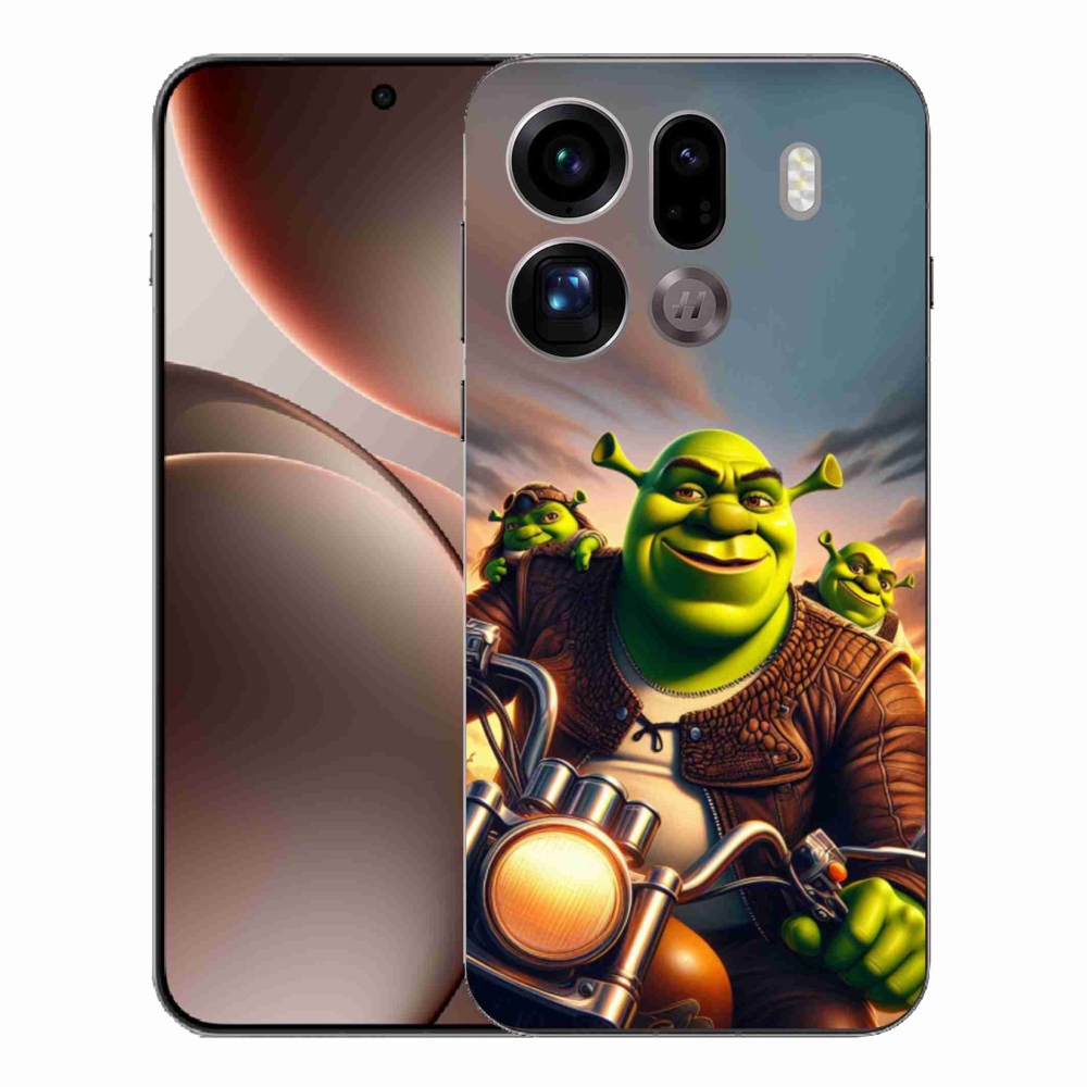 Gél borítás mmCase az Oppo Find X9 Pro számára - Shrek egy motorkerékpáron