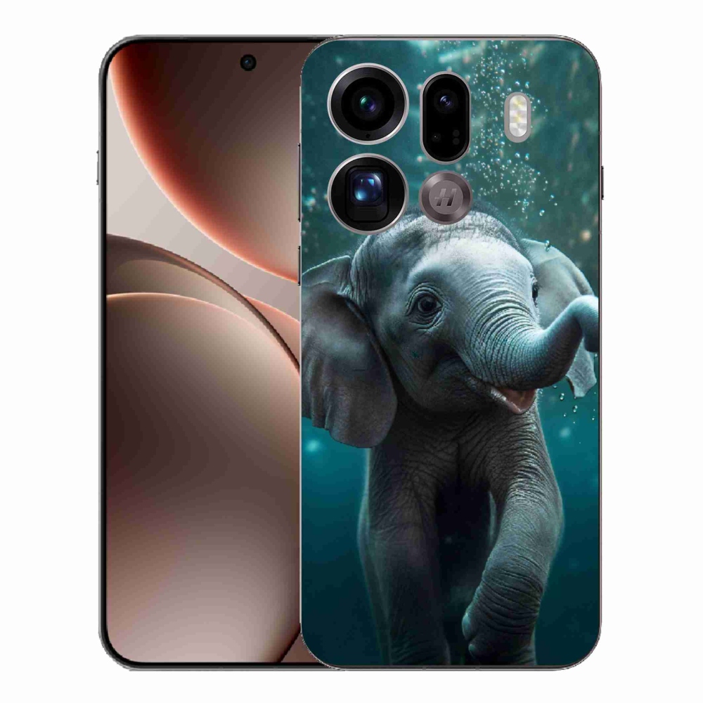 Zselés borítás mmCase az Oppo Find X9 Pro számára - elefánt a víz alatt