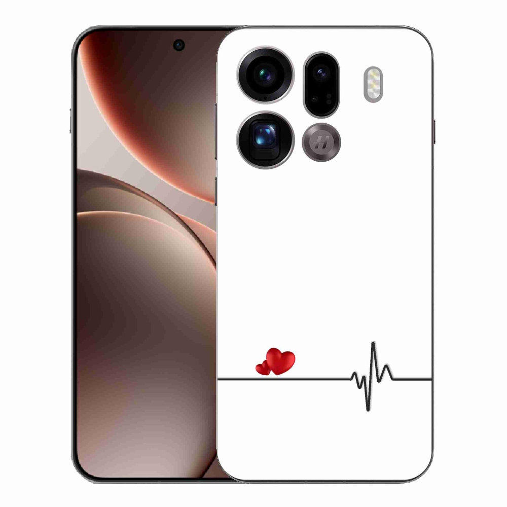 Gél borítás mmCase Oppo Find X9 Pro - szív és szívverés fehér háttérrel
