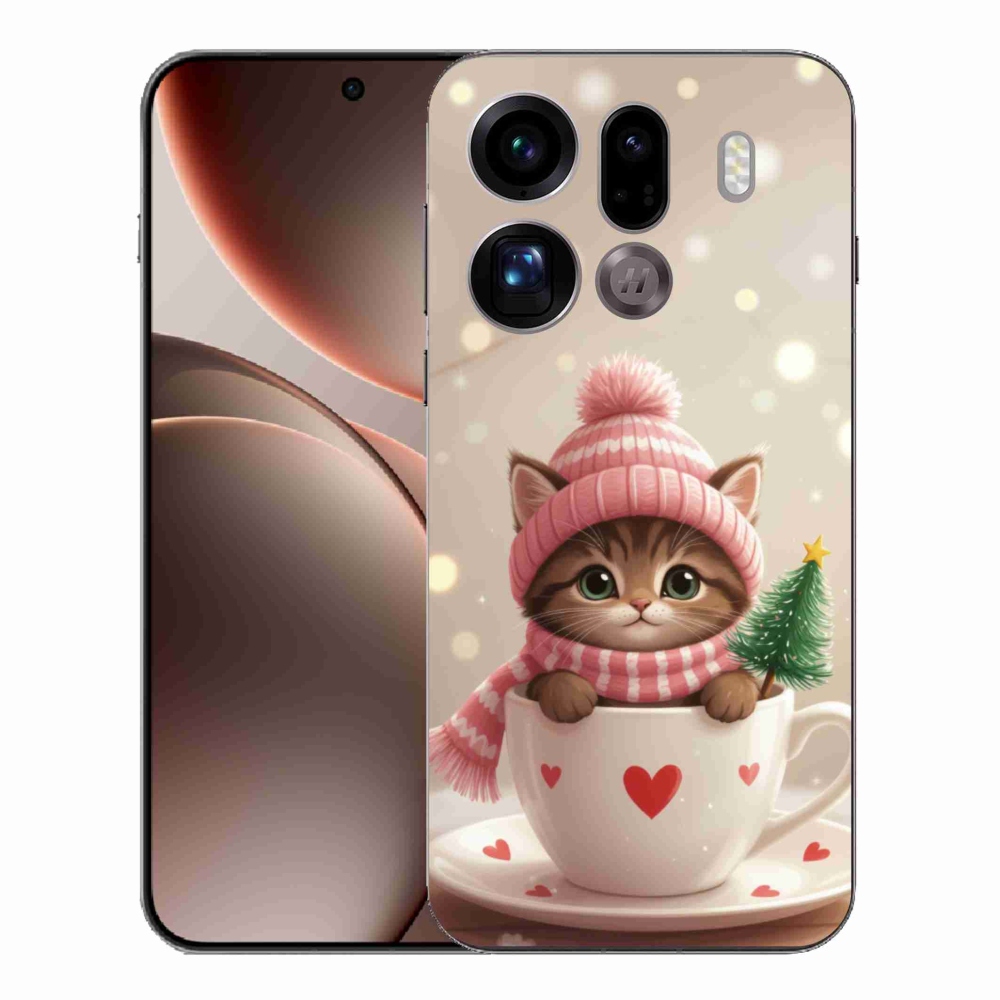 Gél borítás mmCase az Oppo Find X9 Pro számára - Karácsonyi cica a csészében