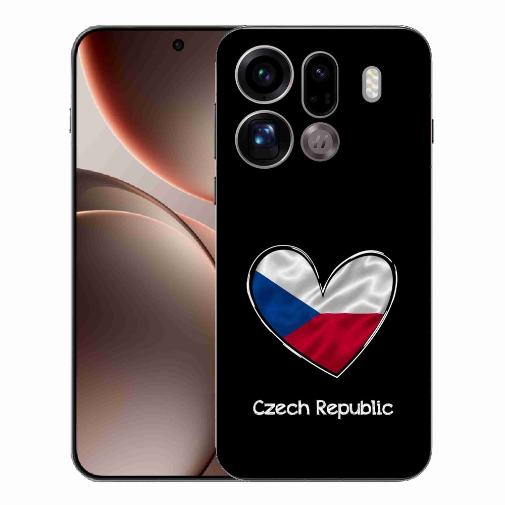 Gél borítás mmCase az Oppo Find X9 Pro készülékhez - zászlós szív fekete háttérrel