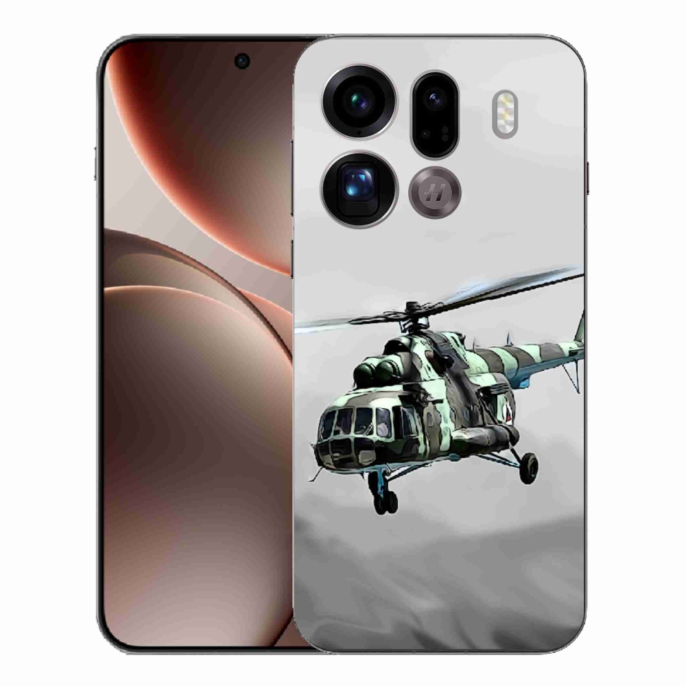 Zselés borítás mmCase az Oppo Find X9 Pro számára - katonai helikopter