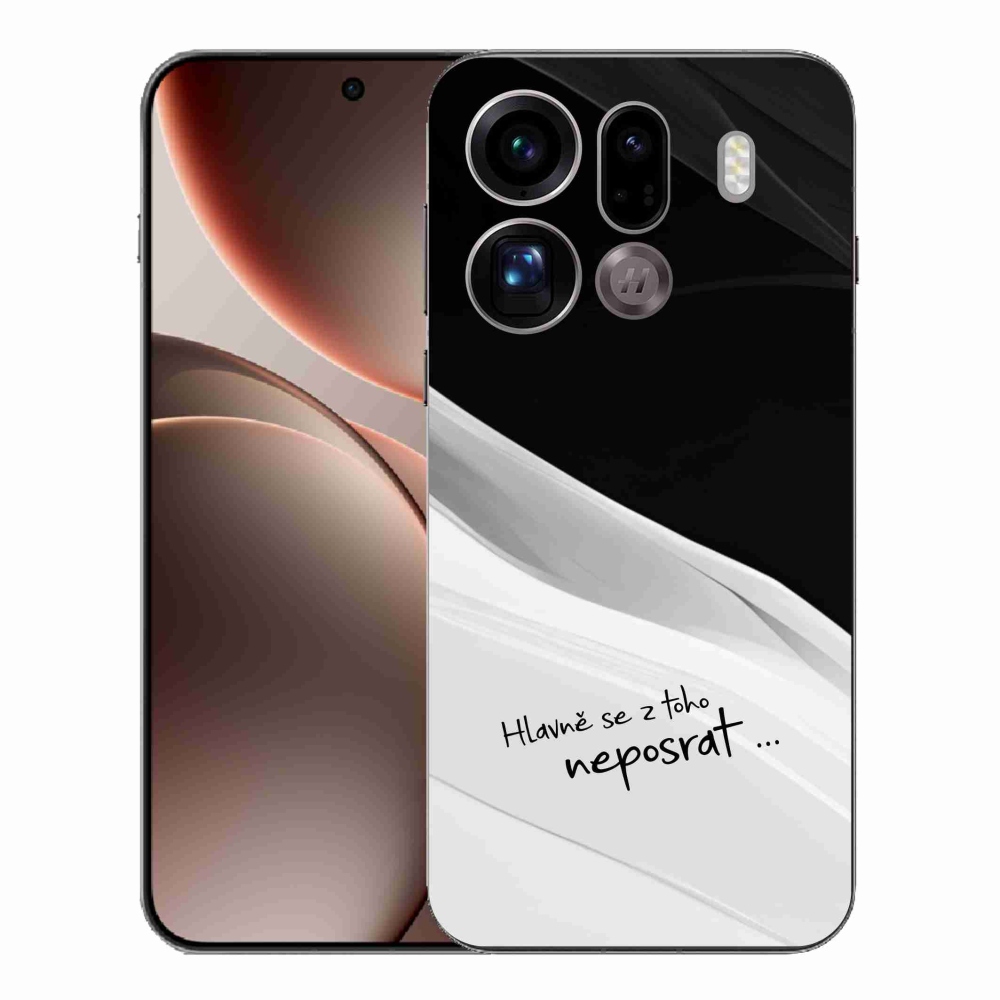 Gél borító mmCase az Oppo Find X9 Pro készülékhez - vicces szöveg 13 fekete és fehér háttérrel