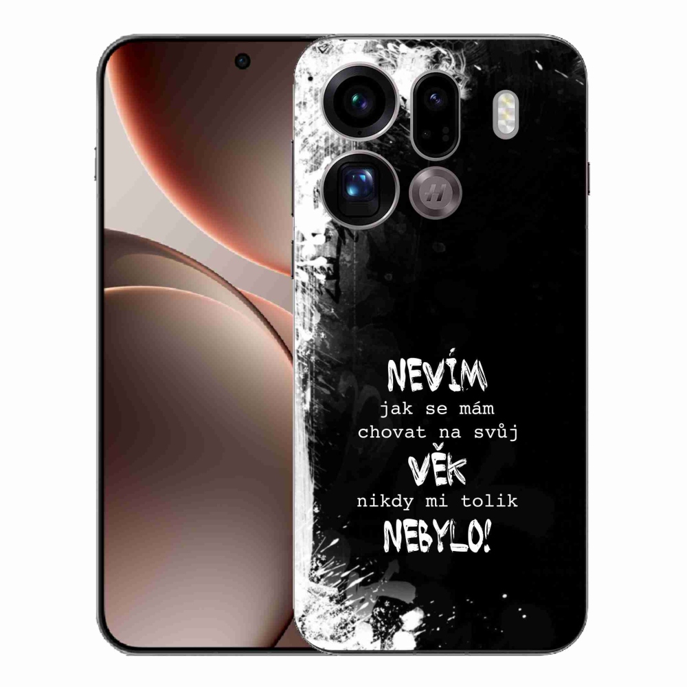 Gél borító mmCase az Oppo Find X9 Pro készülékhez - vicces szöveg 14 fekete háttér