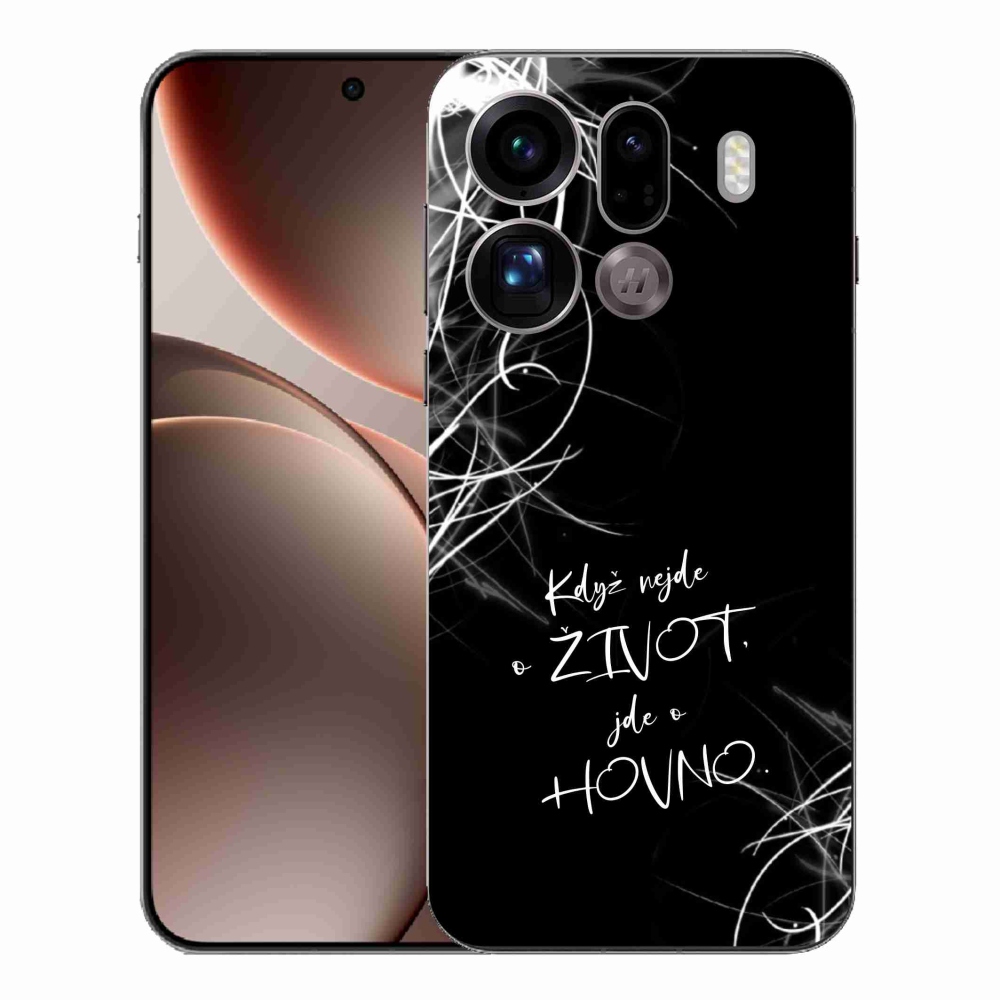 Gél borító mmCase az Oppo Find X9 Pro készülékhez - vicces szöveg 16 fekete háttér