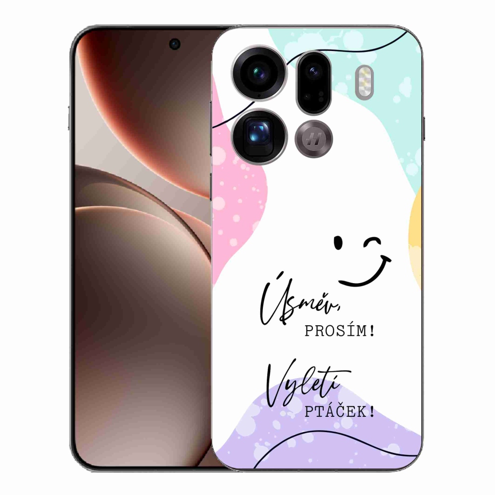 Gél borító mmCase az Oppo Find X9 Pro készülékhez - vicces szöveg 4 fehér háttérrel